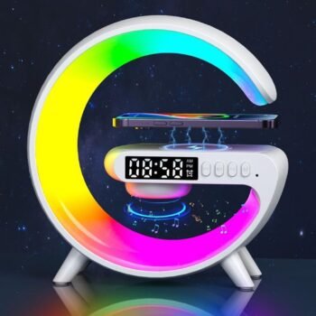 G-Shape colourfull light with Smart Alarm Clock, Bluetooth Speaker, Wireless Charging (1 Pc)